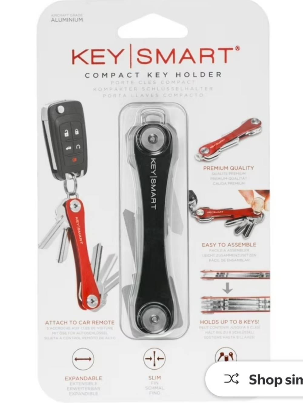 KEYSMART Compact Key Holder - Black Slim Key Organizer